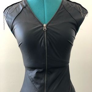 black rocker zip up minidress